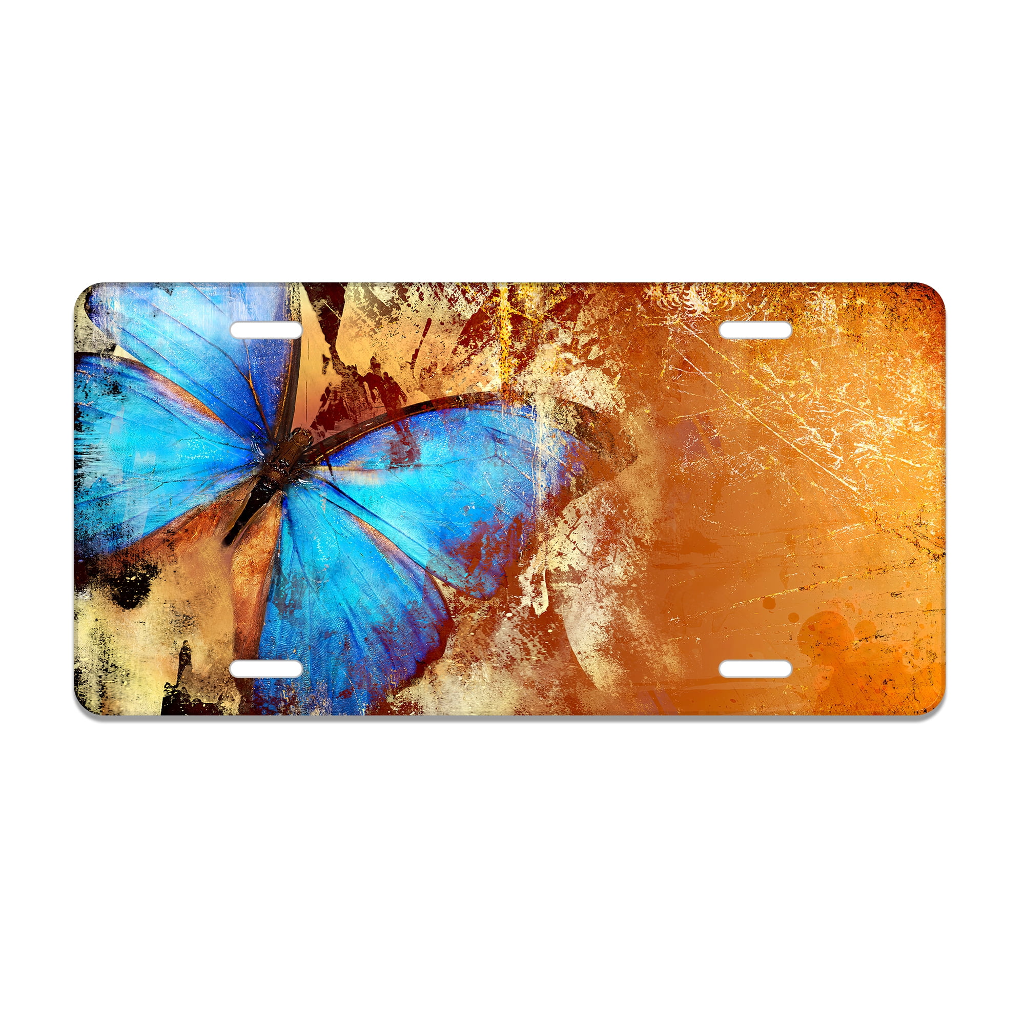Smoaffly Blue Butterfly Oil Paintings License Plate Decorative Car Front License Plates Cover