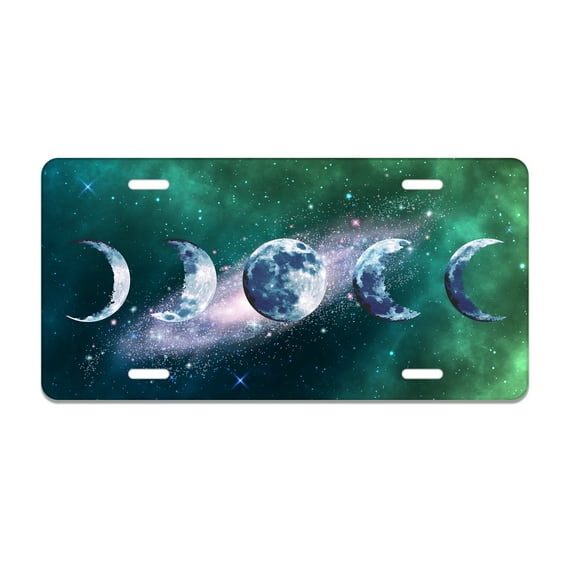 Smoaffly Celestial Moon License Plate Decorative Car Front, Metal Car Plate, License Plate, Vanity Tag, Aluminum Novelty License Plate for Men/Women/Boy/Girls Car 6×12 Inch