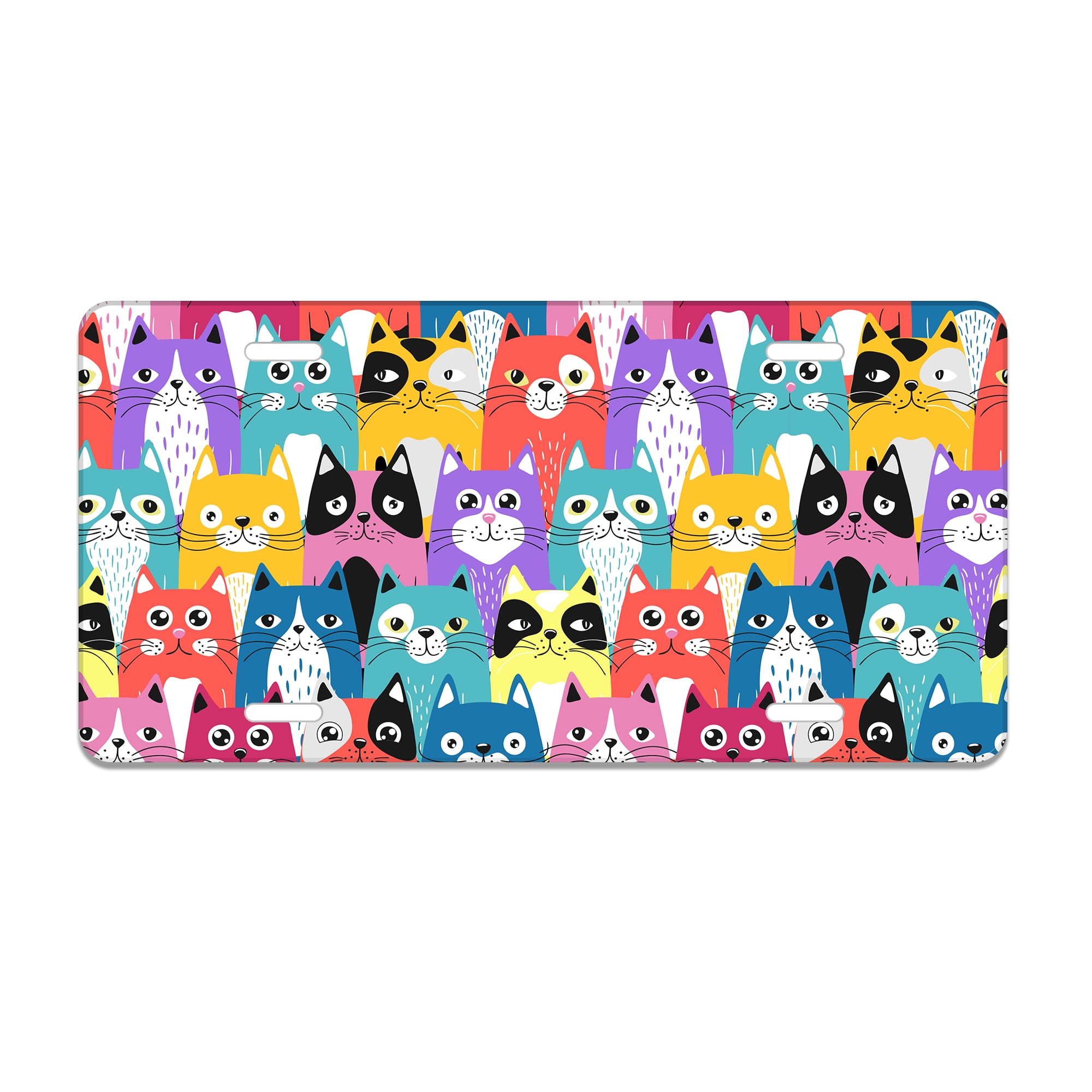 Smoaffly Colorful Cartoon Cats License Plate, Decorative Car Front License Plate Cover Vanity