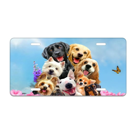 Smoaffly Cute Dog License Plate Decorative Car Front, Metal Car Plate, License Plate, Vanity Tag, Aluminum Novelty License Plate for Men/Women/Boy/Girls Car 6×12 Inch