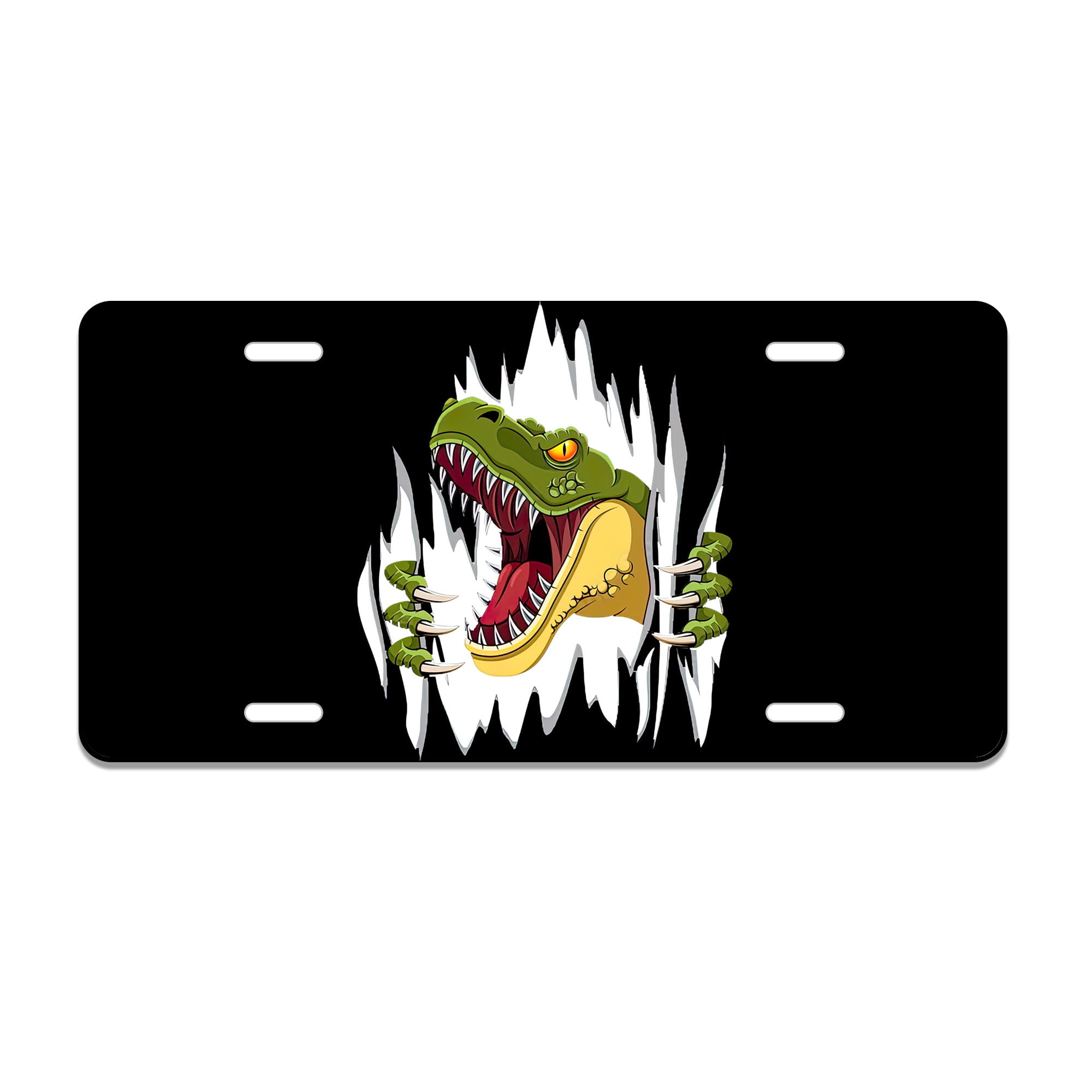 Smoaffly Dino Shout License Plate, Decorative Car Front License Plate Cover Vanity Tag Metal Car