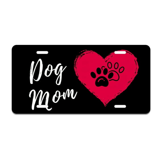 Smoaffly Dog Mom Paw License Plate Decorative Car Front, Metal Car Plate, License Plate, Vanity Tag, Aluminum Novelty License Plate for Men/Women/Boy/Girls Car 6×12 Inch