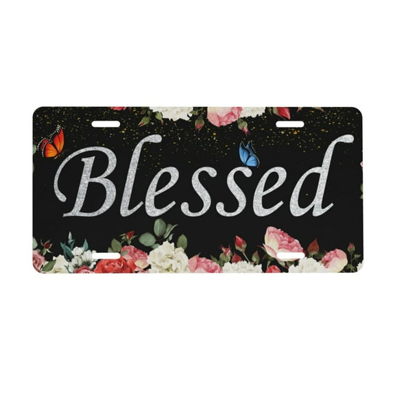 Smoaffly License Plate,Blessed Decorative Car Front,Metal Car Plate,License Plate,Vanity Tag,Aluminum Noverlty License Plate for Men/Women/Boy/Girls Car 6×12 Inch