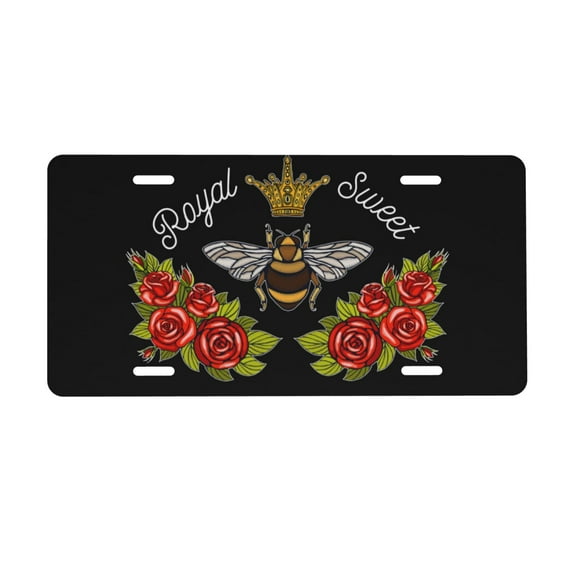 Smoaffly License Plate,Queen Bee Decorative Car Front,Metal Car Plate,License Plate,Vanity Tag,Aluminum Noverlty License Plate for Men/Women/Boy/Girls Car 6×12 Inch
