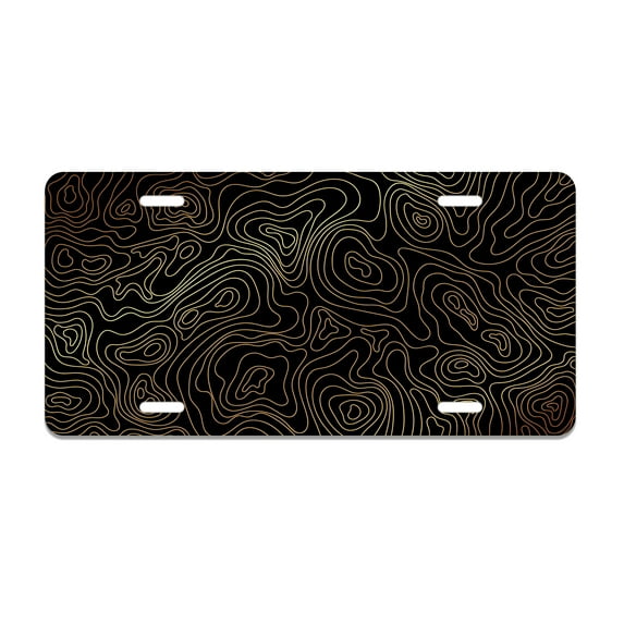 Smoaffly Topographic Gold Contour License Plate Decorative Car Front, Metal Car Plate, License Plate, Vanity Tag, Aluminum Novelty License Plate for Men/Women/Boy/Girls Car 6×12 Inch