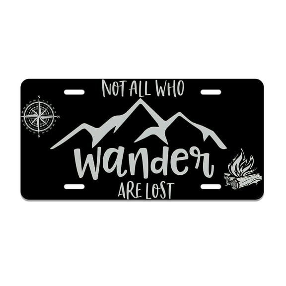 Smoaffly All Those Who Wander Are Not Lost Mountains License Plate Decorative Car Front, Metal Car Plate, License Plate, Vanity Tag, Aluminum Novelty License Plate for Men/Women Car 6×12 Inch