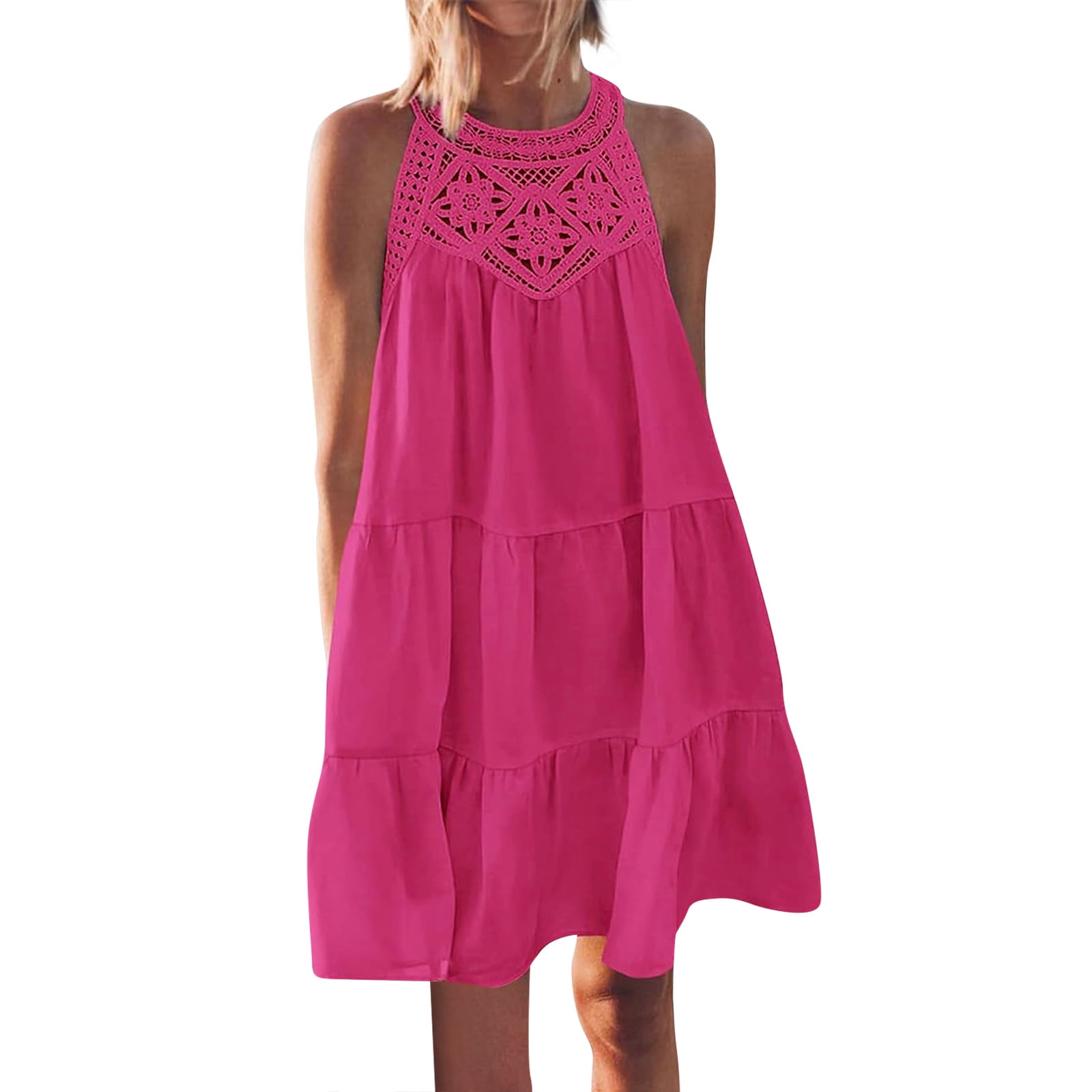 Imbry Women's Sleeveless Smocked Maxi Dress – Boho A-Line Swing Dress For Summer & Beach - View #10