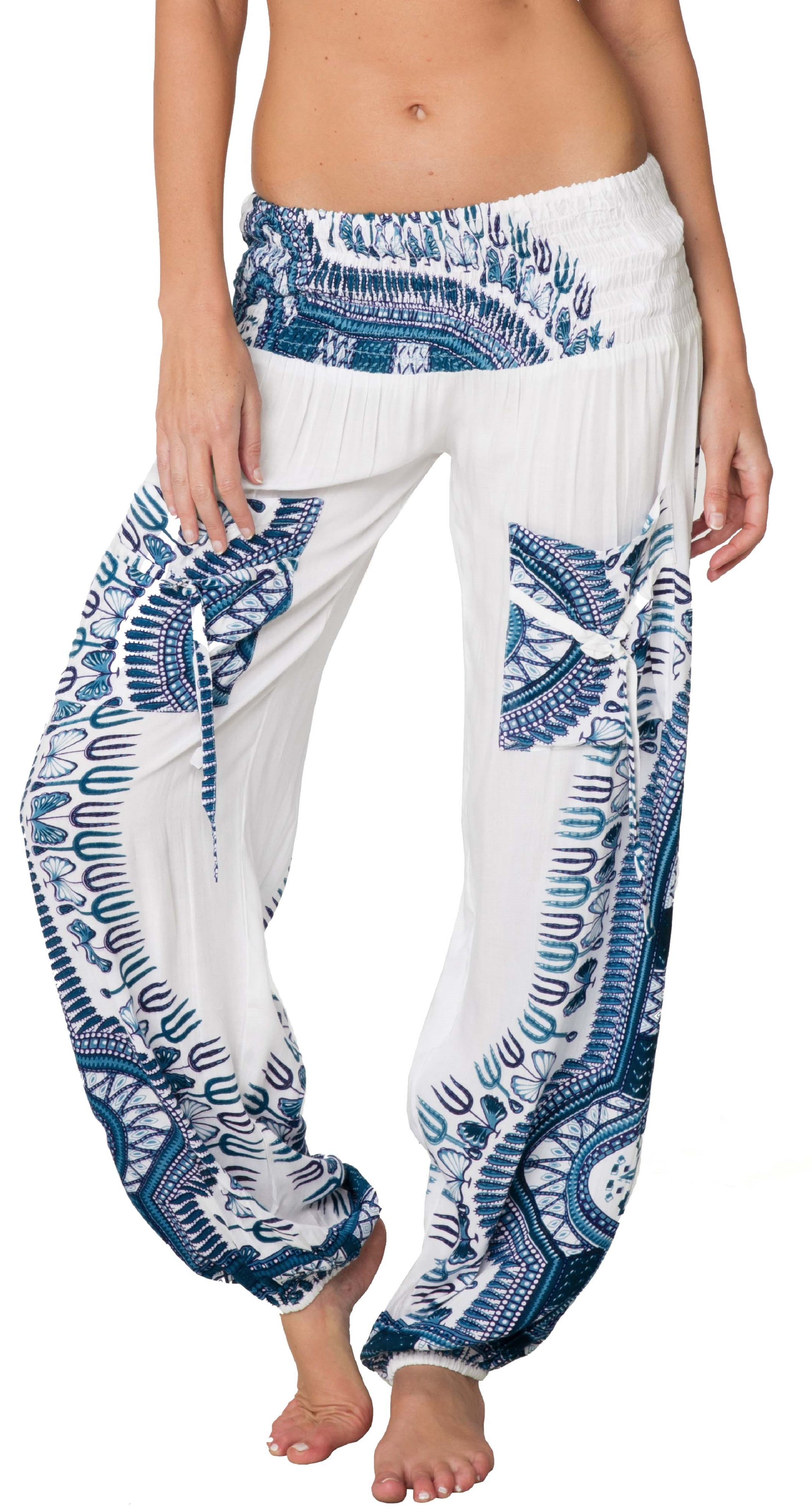 Nuofengkudu Donna Vita Alta Baggy Harem Pantaloni Hippie Stampati con