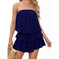 thumbnail image 1 of Smocked Jumpsuit Strapless Women Off The Shoulder Romper Flowy Strapless Playsuits, 1 of 5