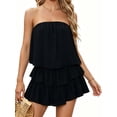 thumbnail image 1 of Smocked Jumpsuit Strapless Women Off The Shoulder Romper Flowy Strapless Playsuits, 1 of 5