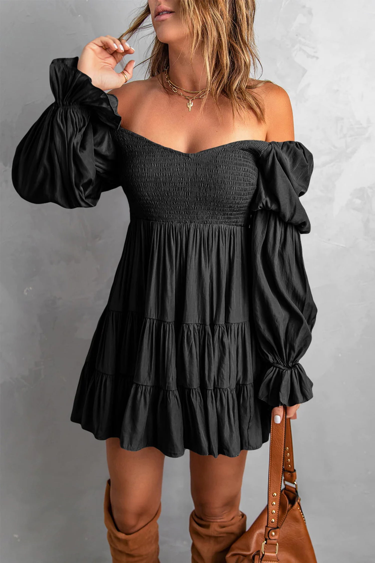 OFF SHOULDER DRESS WITH SMOCKING MOTHER XANADU main image 0