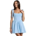 thumbnail image 1 of Smocked Ruched A Line Swing Dress Layered Tie Shoulder Flowy - Dress Light Blue L, 1 of 7