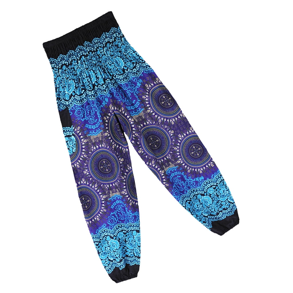 Smocked Waist Yoga Hippie Bohemian Harem Pants Dark