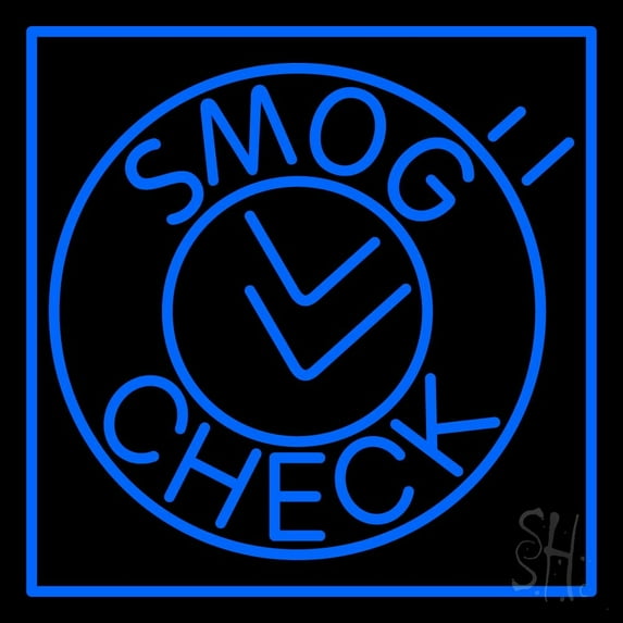 Smog Check Circle LED Neon Sign 24 x 24 - inches, Clear Edge Cut Acrylic Backing, with Dimmer - Bright and Premium built indoor LED Neon Sign for automotive store, and mall.