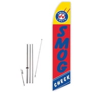 Smog Check Red/Yellow Super Novo Feather Flag - Complete with 15ft Pole Set and Ground Spike