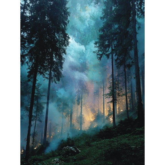 Smoke Abstract Forest Tree Canvas Enchanted Natural Contemporary Wall Decor