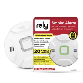 Rely RealAlerts 10-Year Battery Smoke Alarm with Voice Alerts and LED Warning, 1 Pack
