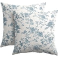 thumbnail image 1 of Smoke Blue Floral Pillow Covers 20x20 Inch Set of 2 Blue Gray and Cream Chinoiserie Flower Outdoor Decorative Throw Pillows Vintage Rustic Toile Pillowcases Cushion Covers for Couch, 1 of 1