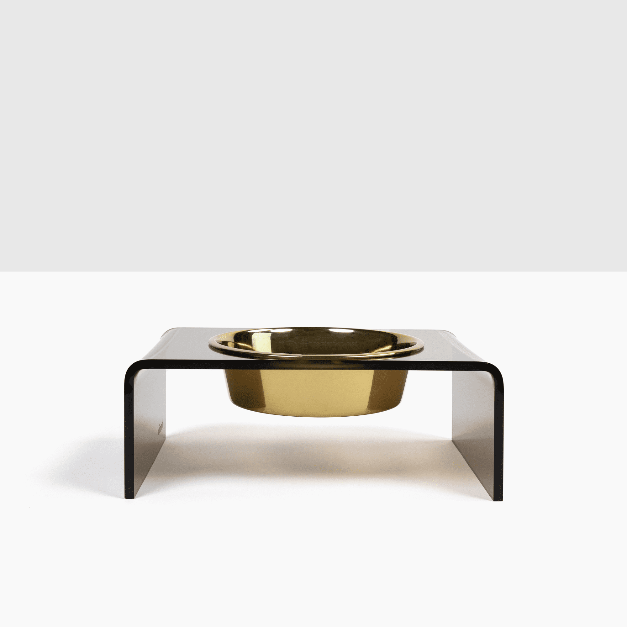 Bronze Acrylic Single Pet Feeder with Gold Bowl