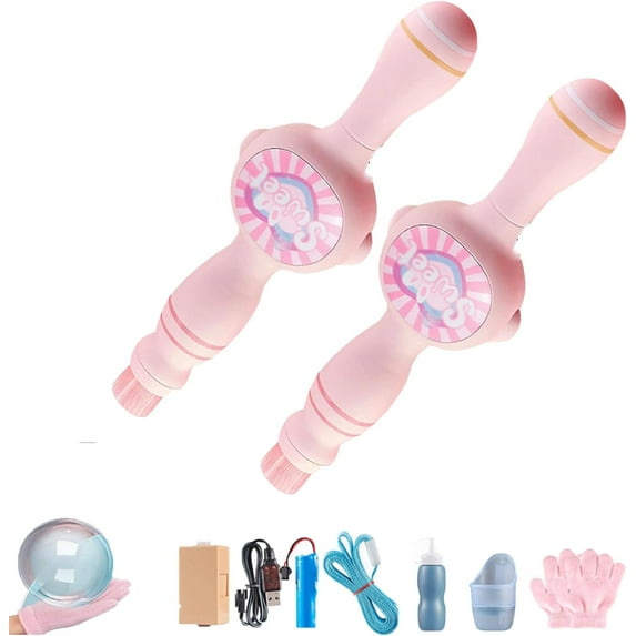 Smoke Bubble Machine, Elastic Bubble Fog Wand, Colorful Smoke Bubble Machine for Outdoor & Parties (Pink+Pink)