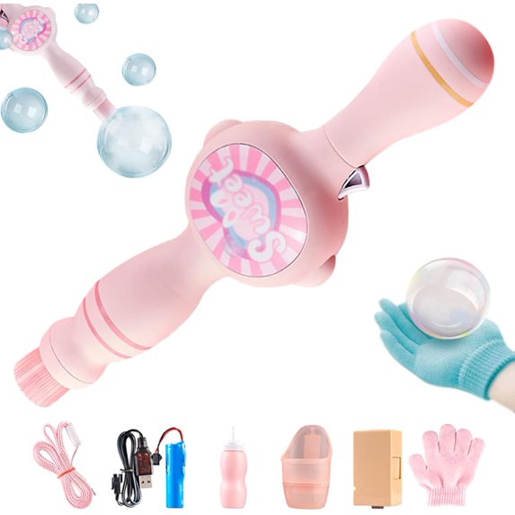 Smoke Bubble Machine & Elastic Magic Wand,Colorful Smoke Bubble Machine Elastic Bubbles Fog Wand,Elastic Bubbles Machine with Elastic Smokes Effect for Wedding, Festival, Birthday (Pink)