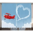 thumbnail image 1 of Ambesonne Smoke Curtains 2 Panel Set, Heart Shape with Plain Trail, 108" x 108", Multicolor and Pale Blue, 1 of 3