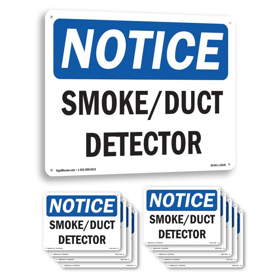 Smoke Duct Detector OSHA Notice Aluminum Sign 10 Inch x 7 Inch - 10 Pack