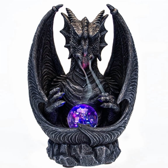 Smoke Fire Breathing Guardian Stone Dragon Backflow Incense Cone Burner Figurine