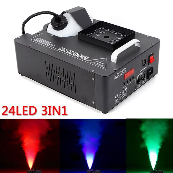 Smoke Fog Machine Spray Maker RGB 24 LEDs Remote DMX Vertical Stage Light Fogger DJ 1500W