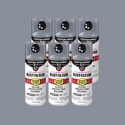 6 Pack, Smoke Gray, Rust-Oleum Stops Rust Custom Spray 5 in 1 Gloss Spray Paint-376897, 12 oz