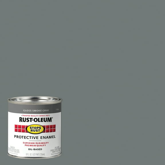 6 Pack, Smoke Gray, Rust-Oleum Stops Rust Gloss Protective Enamel- 7786730, 1/2 Pint