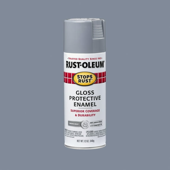 Smoke Gray, Rust-Oleum Stops Rust Protective Enamel Gloss Spray Paint-7786830, 12 oz