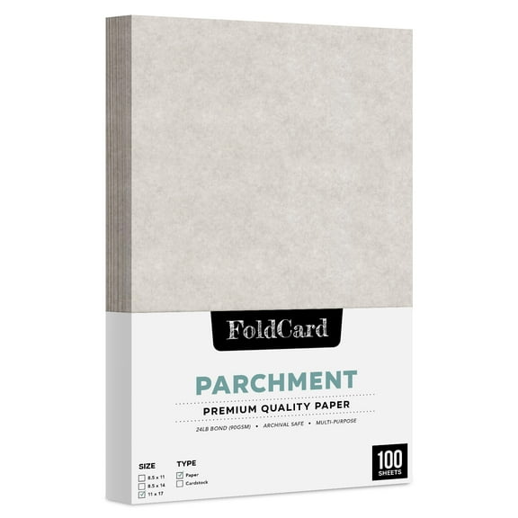 Smoke Gray Stationery Imitation Parchment Colored Regular Paper for Writing, Printing, Copy | 24lb Bond, 60lb Text (90GSM) | 11 x 17" | 100 Sheets per Pack