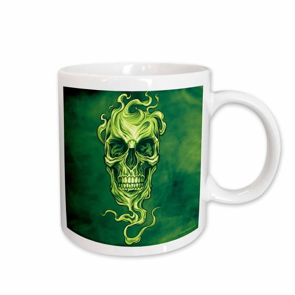 3drose, Smoke Green Skull Surrounded by More Green Smoke, 15oz Mug