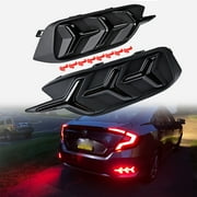 Smoke LED Bumper Tail Brake Light Lamp Fishbone Design Y LED Style Compatible with 2016-2020 2021 Honda Civic LX EX Touring Sedan - Sequential Turn Signal, Brake & Running Lights