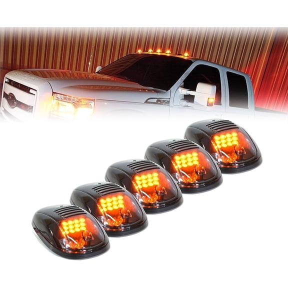 Smoke Lens Rooftop Cab Clearance Light, Roof Top Marker Running White LEDs Lights Kit Compatible with Pickups Trucks Ford Dodge Ram GMC Toyota Vans SUV POV Vehicle, 5Pcs