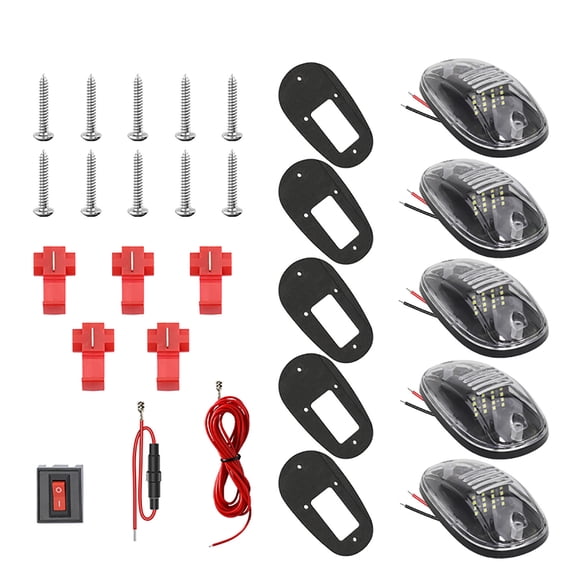 Smoke Lens Rooftop Cab Clearance Light, Roof Top Marker Running Yellow LEDs Lights Kit Compatible all cars, pickups, trucks, SUVs, RVs, trailers and more