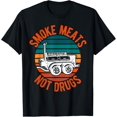 thumbnail image 1 of Smoke Meats Not Drugs Funny BBQ Grill Smoker Vintage Sunset T-Shirt, 1 of 4
