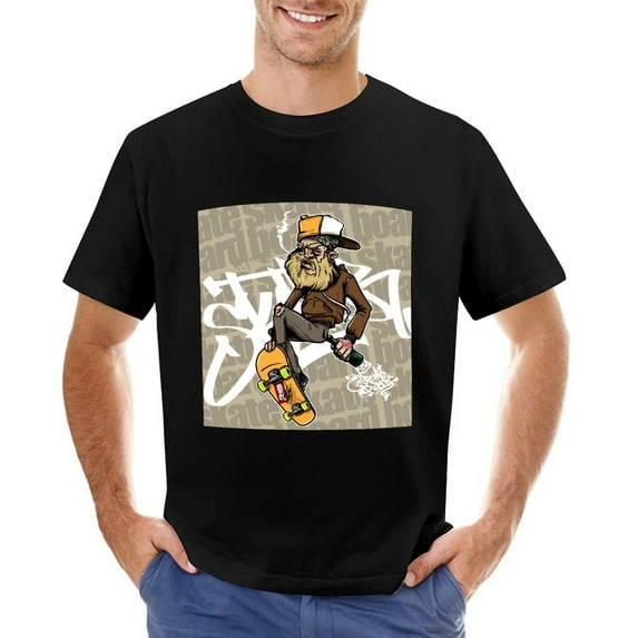 Smoke Men Skateboard Men’s Graphic T-shirt Vintage Short Sleeve Sport Tee Black XL