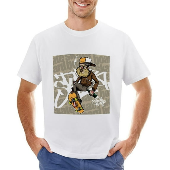 Smoke Men Skateboard Vintage T-shirt Mens Cotton Classic Crewneck Short Sleeve Tees Unisex White 3XL