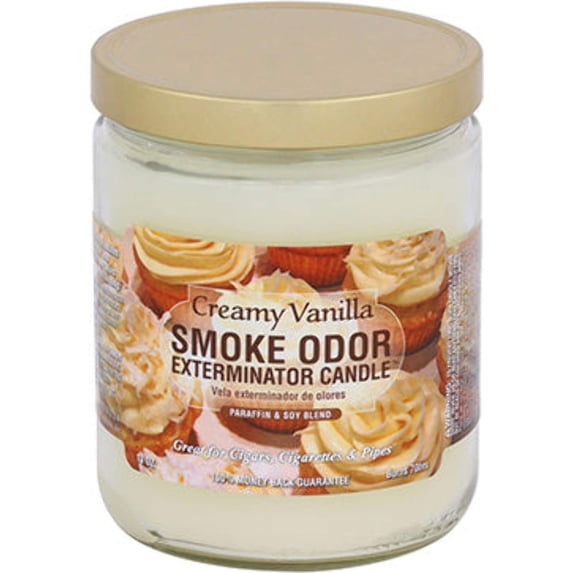 Smoke Odor Eliminator Soy Blend Wax Container Candles, Vanilla, Off-White
