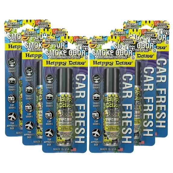 Smoke Odor Exterminator Air Fresh Spray - Your Ultimate Solution for Smoke and Household Odor Elimination - 1 oz Spray, Happy Daze, 6 Packs