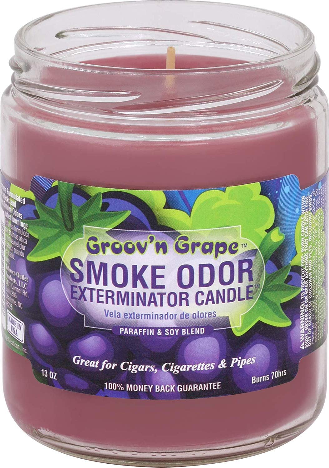 Smoke & Odor Eliminator Candle, Groov'n Grape Scent, 13oz Jar, Strong
