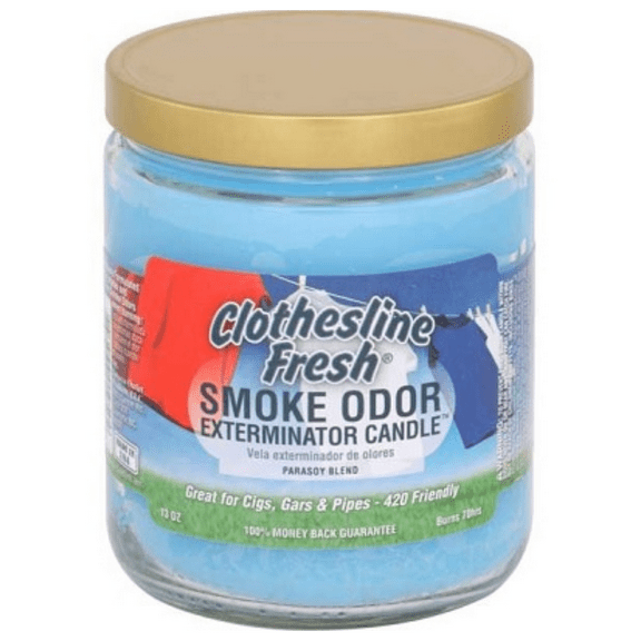Smoke Odor Exterminator Candle CLOTHESLINE Scent 13 Oz. JAR