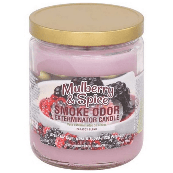 Smoke Odor Exterminator Candle MULBERRY & SPICE Scent 13 Oz. JAR