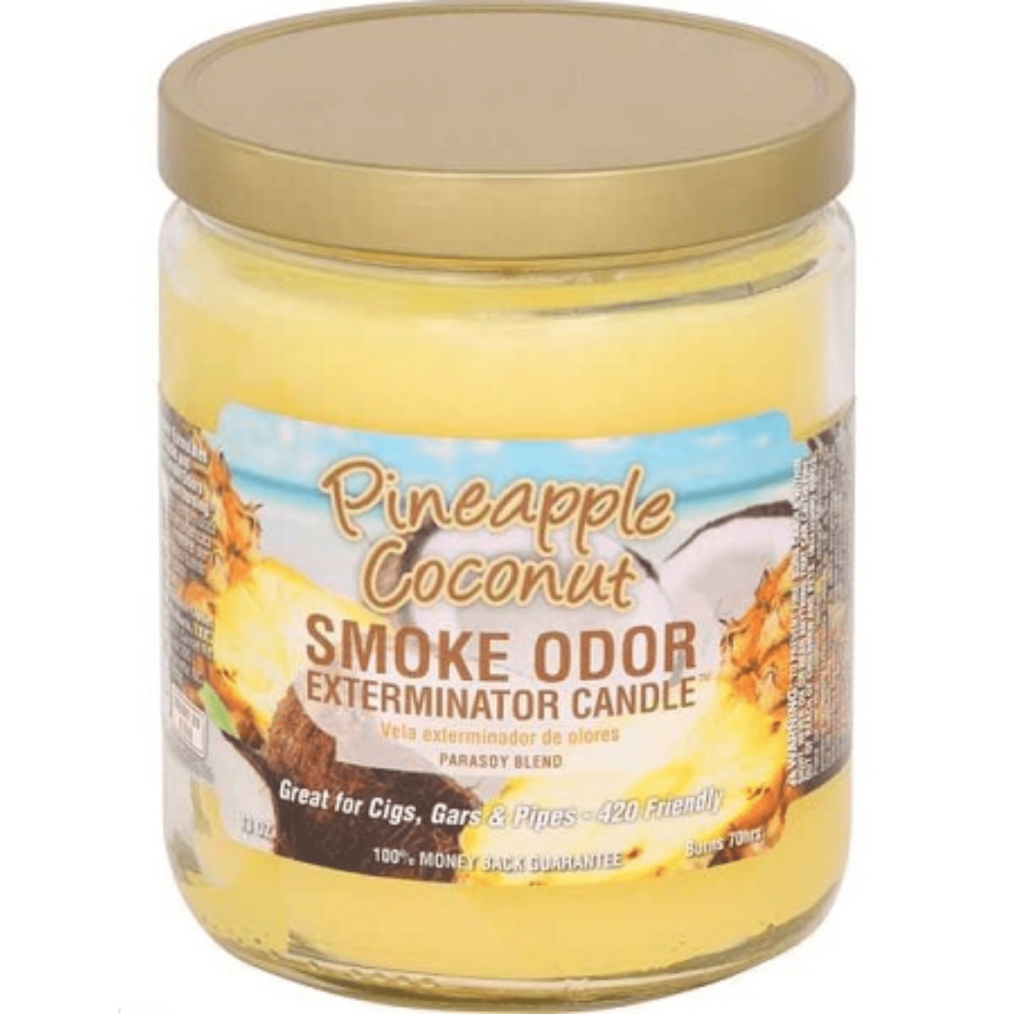 Smoke Odor Exterminator Candle PINEAPPLE COCONUT Scent 13 Oz. JAR