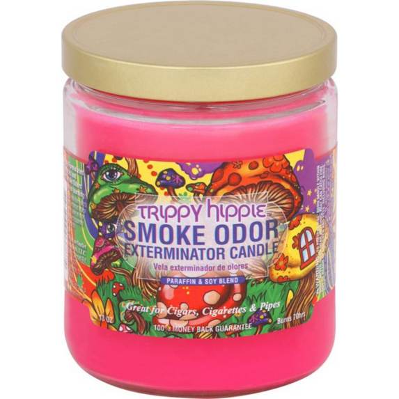 Smoke Odor Exterminator Candle TRIPPY HIPPIE Scent 13 Oz. JAR