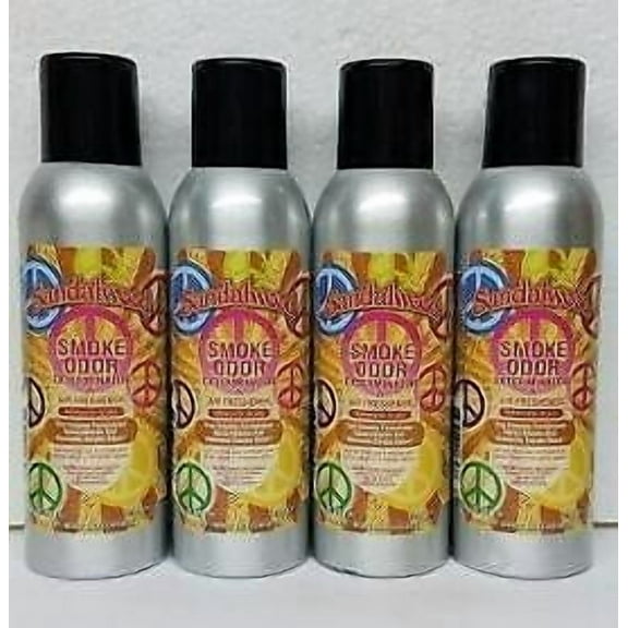Smoke Odor Exterminator Sandalwood 7 oz Large Spray Set of Four Cans