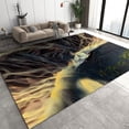 thumbnail image 1 of Smoke Ripple Abstract Area Rugs, 3D Yellow Black Modern Relief Living Room Carpet, Sofa Cushion Easy Cleaning with Backing Apply to Nursery College Dorm Teen Room Decor 3x5ft, 1 of 6