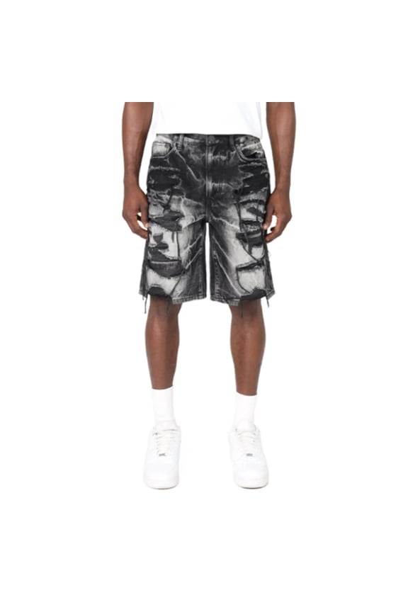 Men Heavy Rip Repair Shorts (Sable Black)